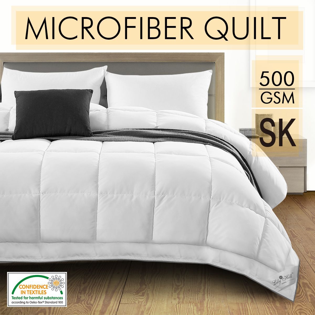 All Season 500GSM Super King Size Microfibre Quilt Bamboo Fiber White Comforter