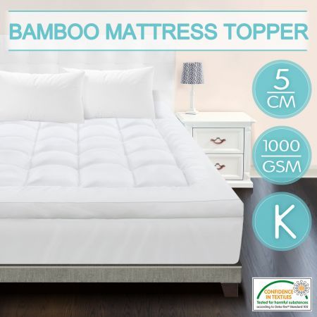 King Size Pillowtop Mattress Topper Protector Underlay Pad 1000gsm