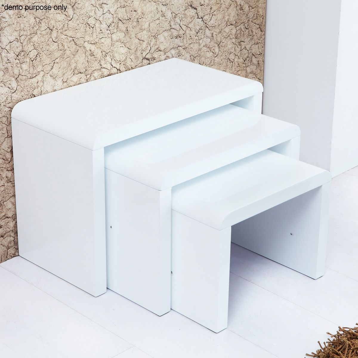 Set of 3 High Gloss Nest TablesWhite Crazy Sales