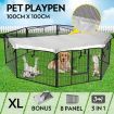 Pet Cat Enclosure Dog Playpen Rabbit Fencing Puppy Pen Ferret Cage Outdoor Indoor Portable Foldable Fabric Cover XL 8 Panels 100x100CM