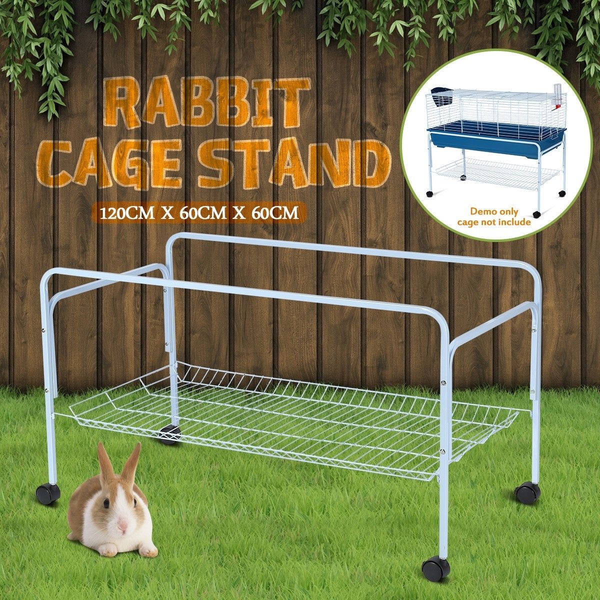 120cm Rabbit Cage Stand Guinea Pig Hutch Wheel Stand