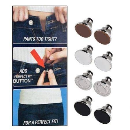 Perfect Fit Button Set Pants Extender Instant Fix Waist 8 Buttons in 4 colors