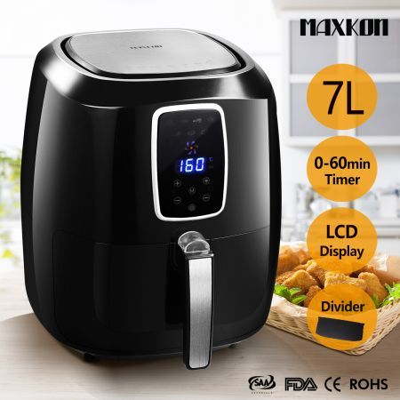 Maxkon Oil-less Air Fryer Cooker Oven 5.5L with 0-60 Minute Timer White ...