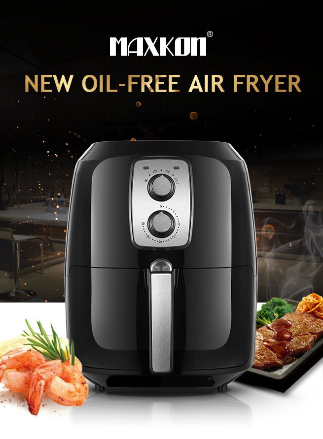 Maxkon Oil-less Air Fryer Cooker Oven 5.5L With 0-30 Minute Timer Black ...