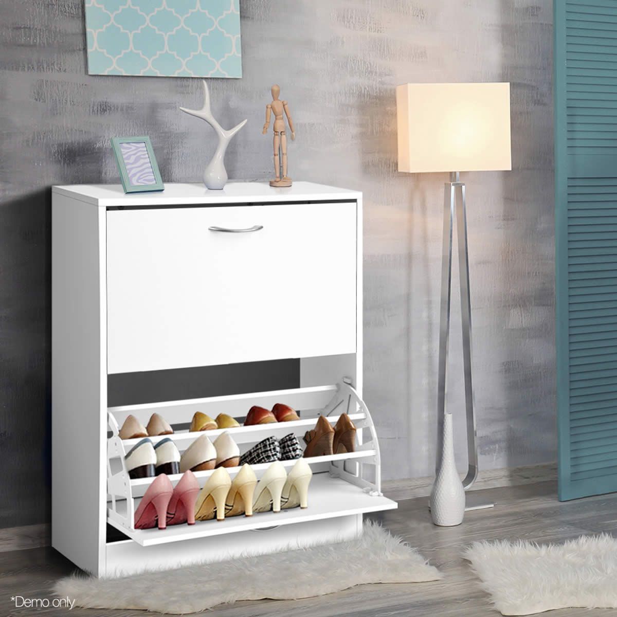 2 Door Shoe Cabinet - White | Crazy Sales