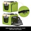 Expandable Pet Carrier Foldable Dog Cage Steel Frame Cat Crate with Mat - Green & Beige M Size