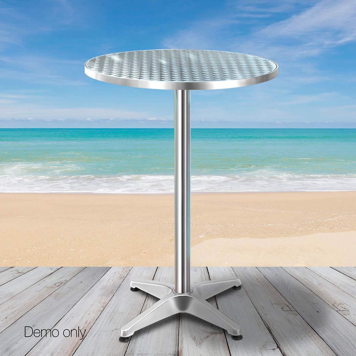 Smooth Stainless Steel Top Adjustable Round Bar Table for Indoor and