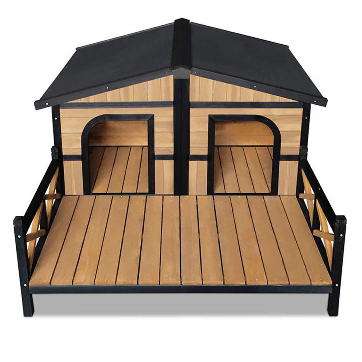 Double Pet Dog Kennel Black Crazy Sales