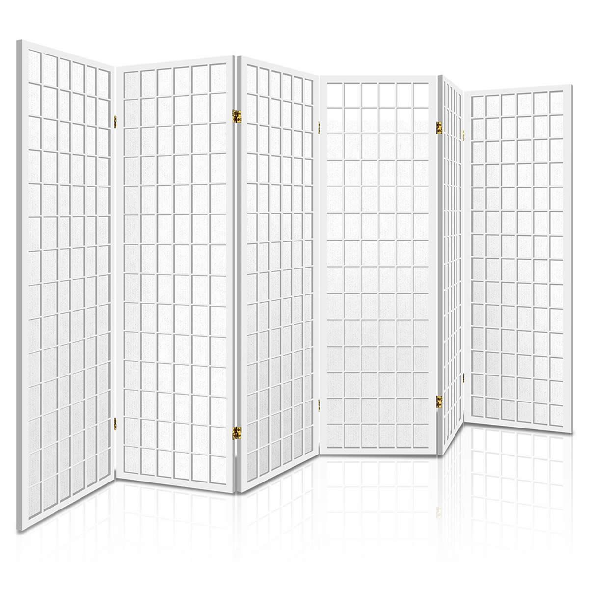 6 Panel Room Divider White