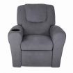 Keezi Kids Recliner Chair Grey Linen Soft Sofa Lounge Couch Children Armchair