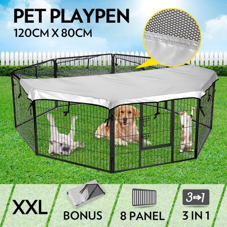 8-Panel Pet Playpen Dog Cat Enclosure with Fabric Cover 120x80CM/ Panel - XXL