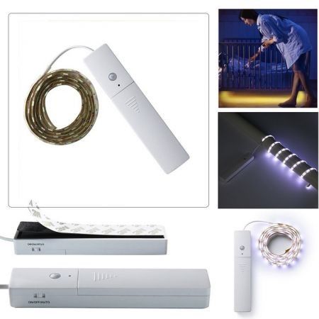 60-Led Infrared Sensor Lighting Strip Ribbon Lamp for Closet Wardrobe Bedside 5V 