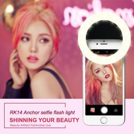 Rechargeable Selfie Ring Light RK-14 Clip LED Flash Light For Smart Phones
