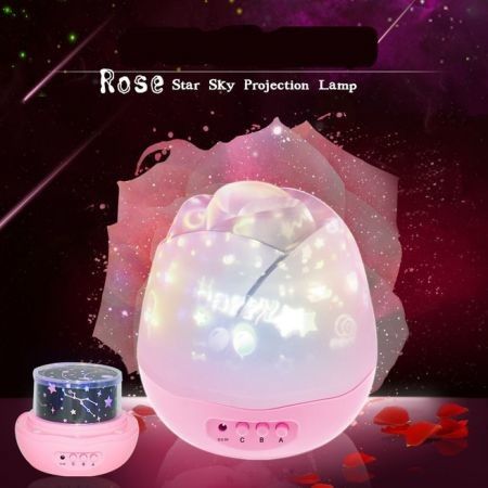 Portable Starry Sky Rose Buds USB LED Projector Night Light Christmas Gift