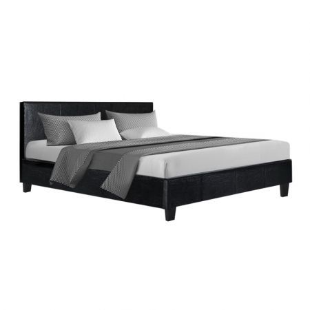 Artiss Neo Bed Frame PU Leather - Black Queen
