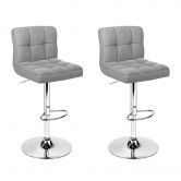 Artiss 2x Bar Stools Leather Gas Lift Grey