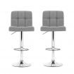 Artiss 2x Bar Stools Leather Gas Lift Grey