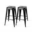 Set of 2 Steel Kitchen Bar Stools 76cm - Black