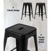 Set of 2 Steel Kitchen Bar Stools 76cm - Black