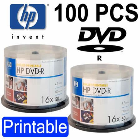 Hewlett-Packard (HP) 100Desktops DVD-R 16X Pace Blank Inkjet Printable Media Discs photograph regarding Hp Printable referred to as Hewlett-Packard (HP) 100Desktops DVD-R 16X Rate Blank Inkjet Printable Media Discs