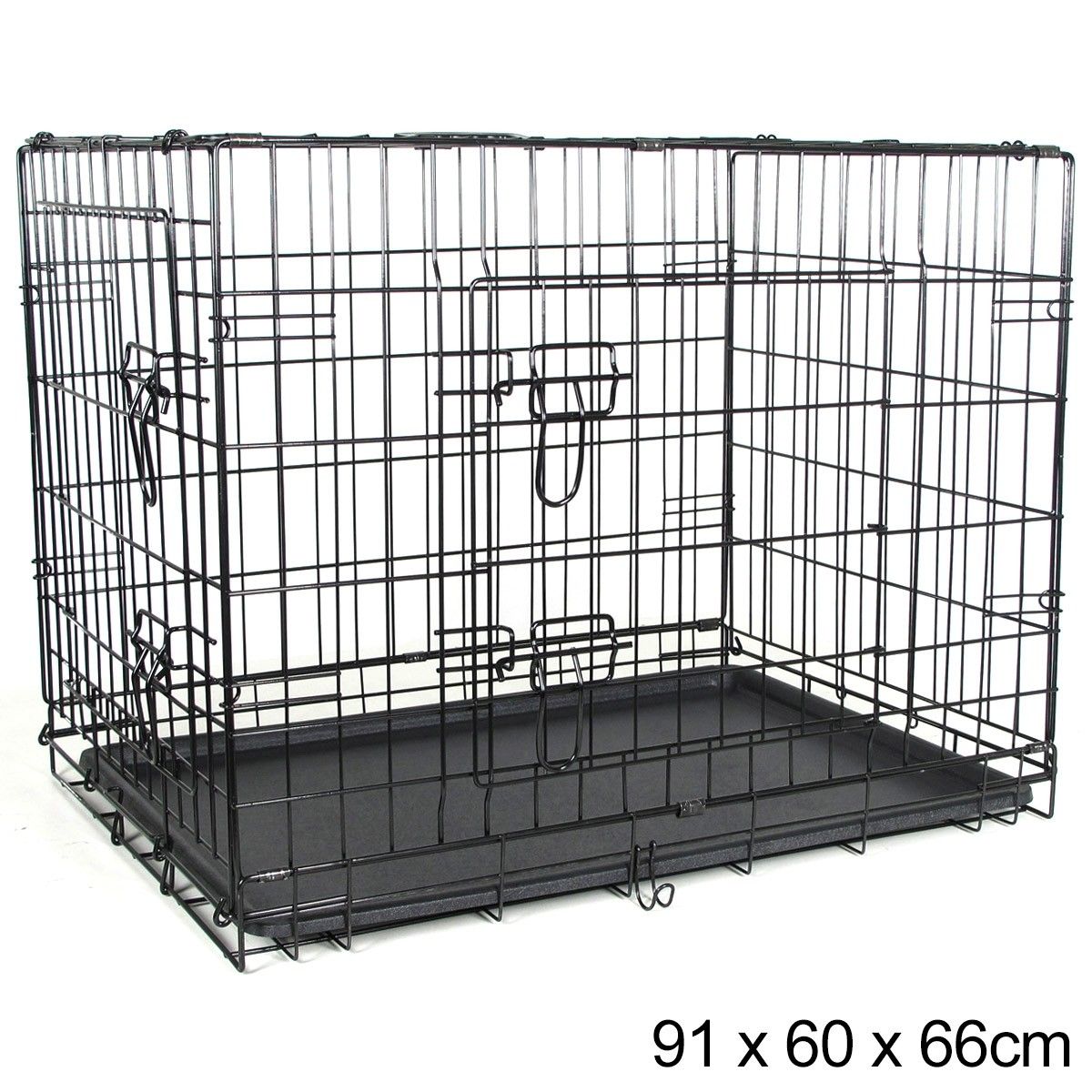 Collapsible Dog Crate Pet Cage Medium 91 x 60 x 66cm Crazy Sales