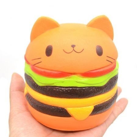 Squishy Hamburger Cat Slow Rising Cartoon Soft Bread Scented Kids Toy