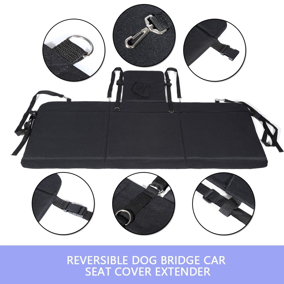 Waterproof Dog Car Bridge Seat Cover Extender Reversible Pet Hammock