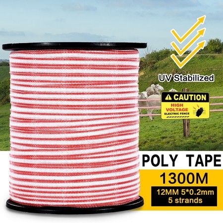 1300M Roll Polytape Wire Electric Stainless Steel UV Stabilized Fence Poly Tape for Livestock
