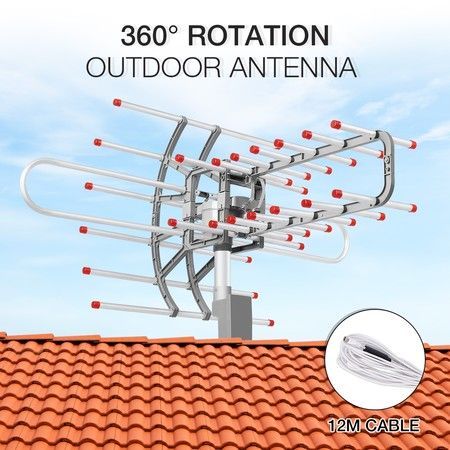 BoostWaves Amplified HD Digital Outdoor HDTV Antenna Motorized 360° Rotation  UHF VHF FM Radio Remote-WA2068BoostWvs - The Home Depot