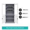 Filing Cabinet Lockable Steel Storage Cupboard w/2 Transparent Doors - Dark Grey and White