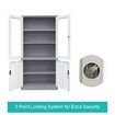Filing Cabinet Lockable Steel Storage Cupboard w/2 Transparent Doors - Dark Grey and White