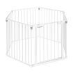 Pet Safety Gate Fence Dog Playpen Kids Enclosure Puppy Barrier Baby Activity Centre Play Yard Double Locking System Metal White 4 In 1