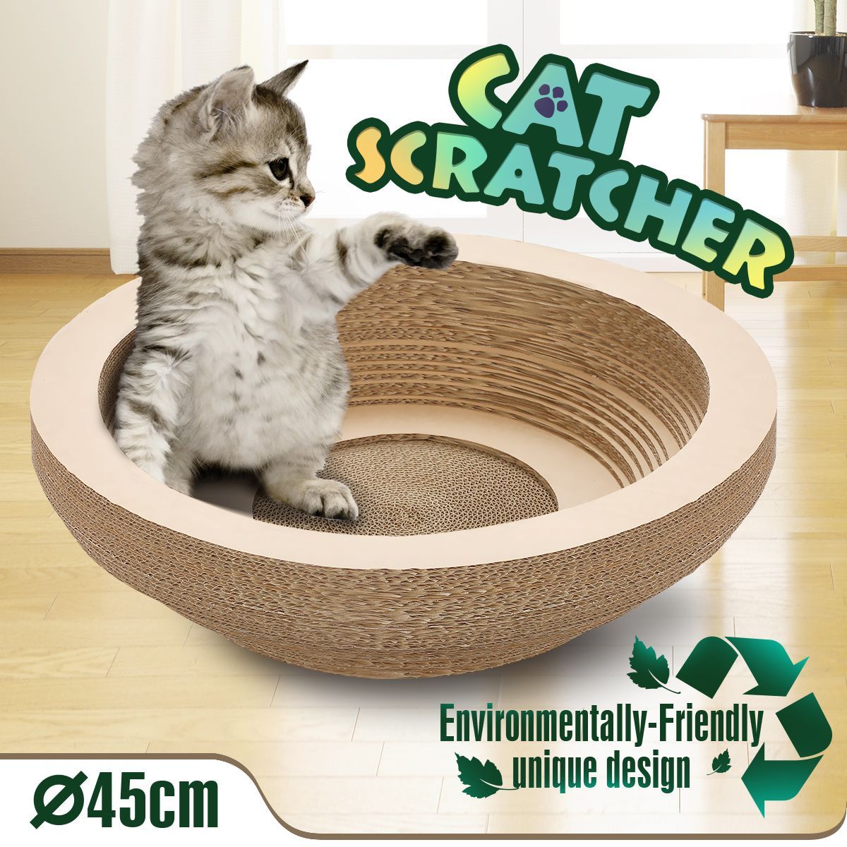 Cat Scratching Post Corrugated Cardboard Scratcher Scratchboard Bowl Shape