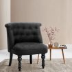 French Provincial Lorraine Accent Chair Linen Fabric - Black