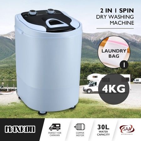 Maxkon 4KG Washing Machine Cleaner Mini Top Load Washer - White/Black