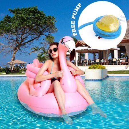150CM Giant Inflatable Flamingo Pool Float + 1 Free Plastic Manual Inflating Pump