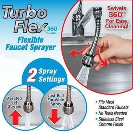 Turbo Flex 360 Sink Faucet Sprayer Jet Stream or Spray 6" Faucet Extension Part