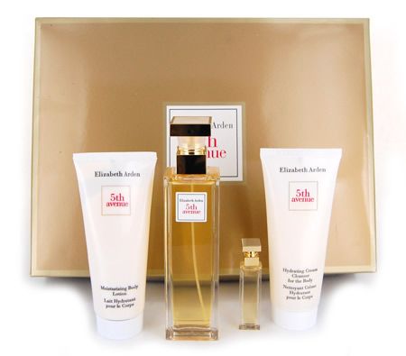 5th Avenue by Elizabeth Arden 4Pcs 50ml EDP SP Perfume Fragrance for Women + EDP MINI + Moisturizing Body Lotion + Hydrating Cream Cleanser Travel Gift Set