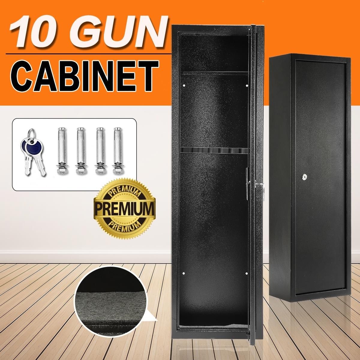 10 Gun Safe Firearm Rifle Storage Lockable Steel w/Mounting