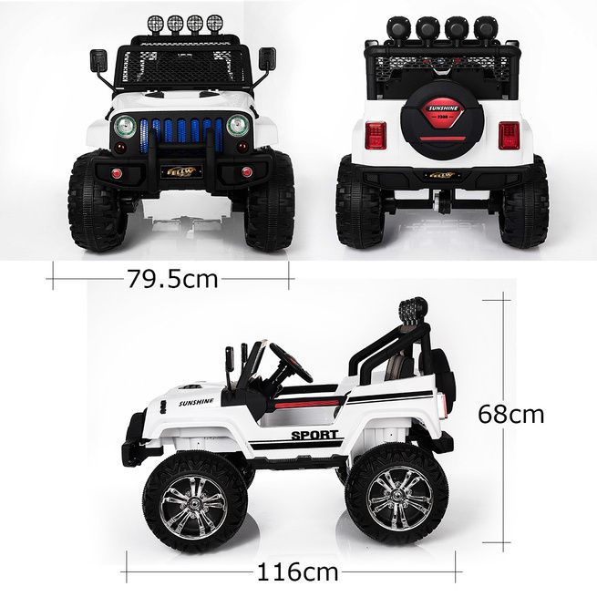 Electric Ride on Jeep Remote Control Off Road Kids Car w/Built-in Songs White 