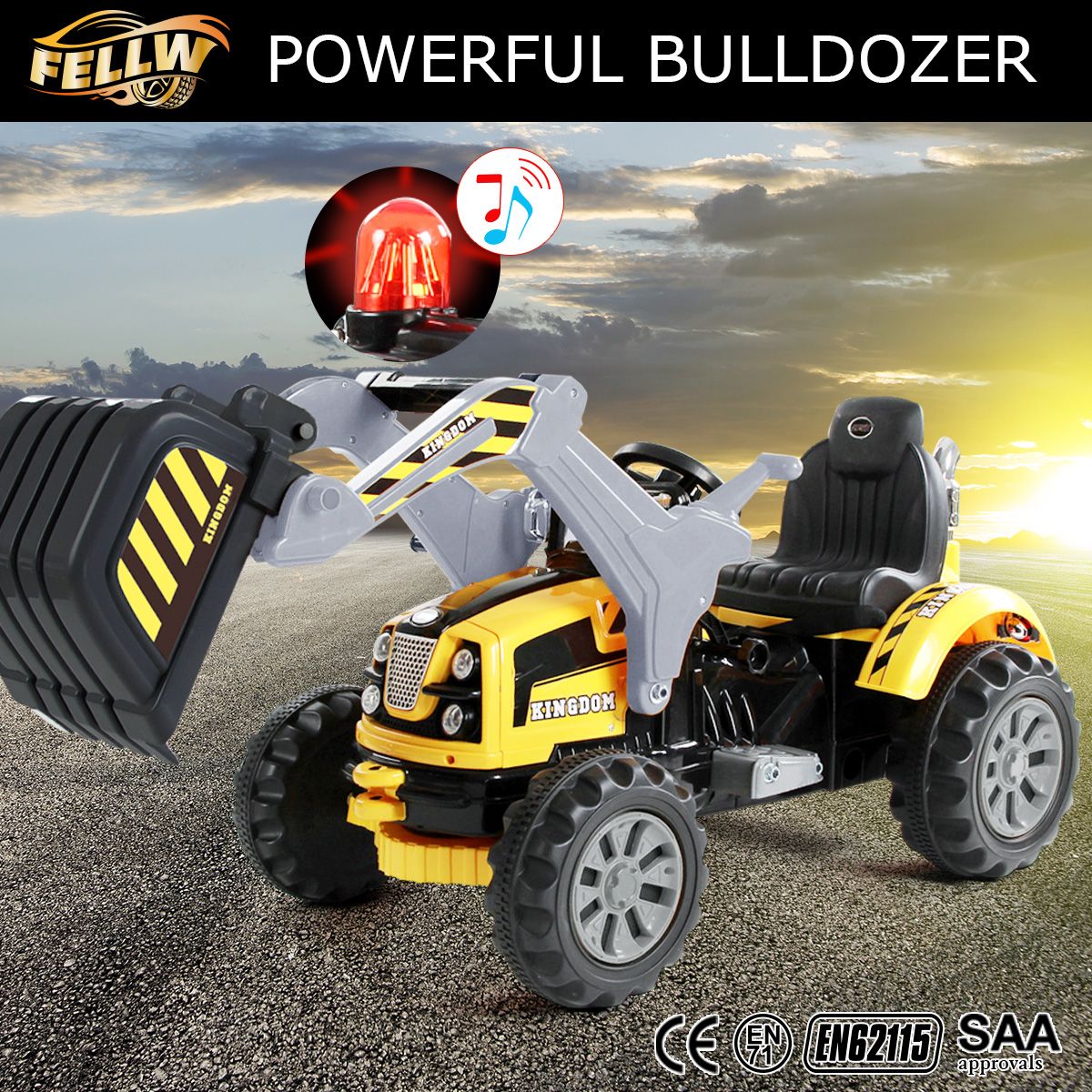 Kids Ride on Digger Electric Bulldozer Loader Excavator Car with Anti