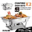  2 Sets Bain Marie Bow Chafing Dishes 4x4.5L S/S Buffet Food Warmer Stackable