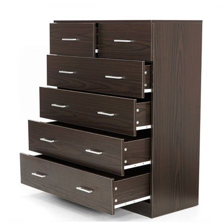 Tallboy Dresser 6 Chest of Drawers Cabinet 85 x 39.5 x 105cm - Brown