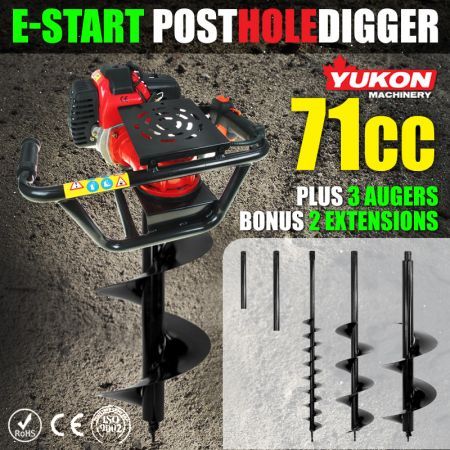 71cc Post Hole Digger with Three Augers