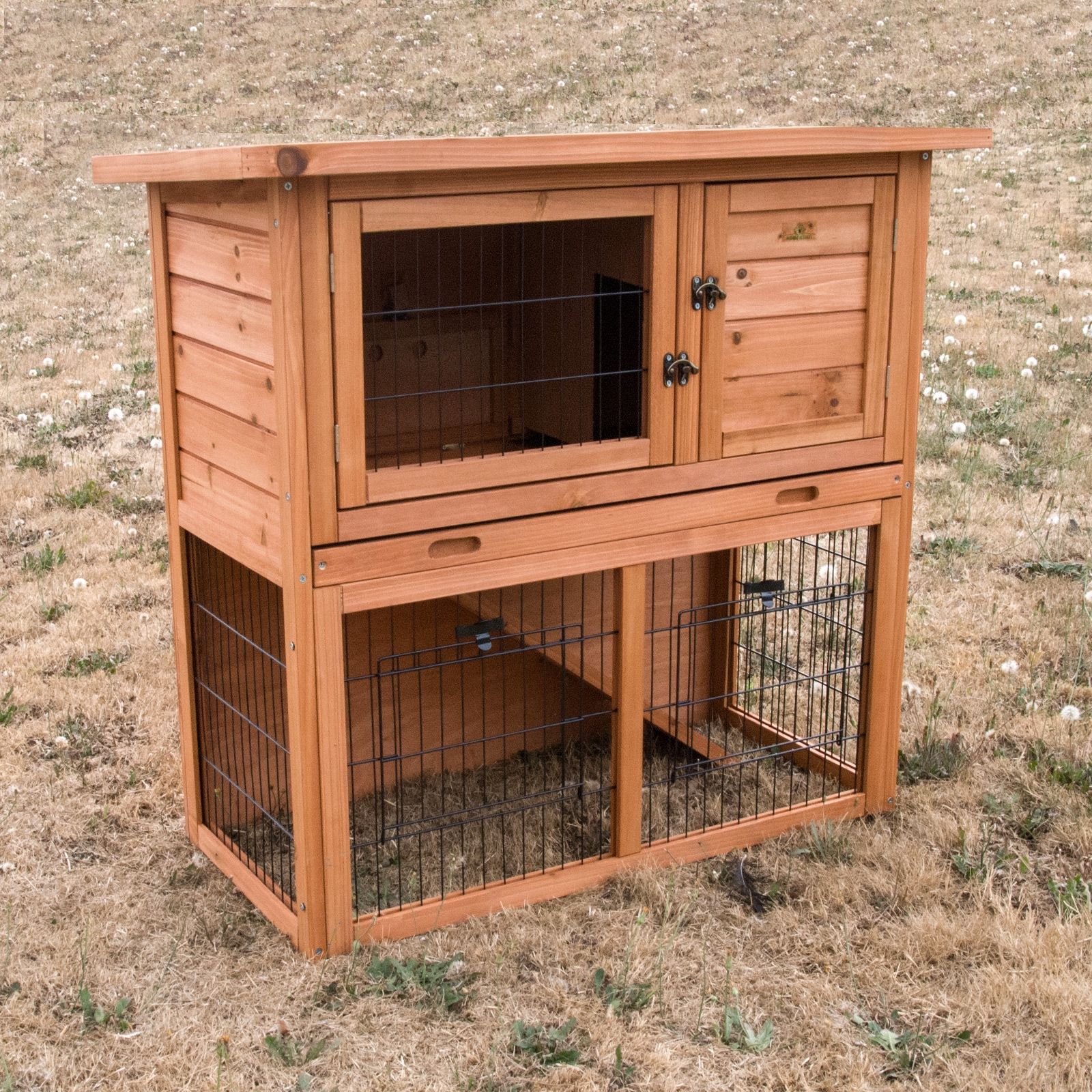 Double Storey Flat Roof Pet Hutch Coop House LA VITA