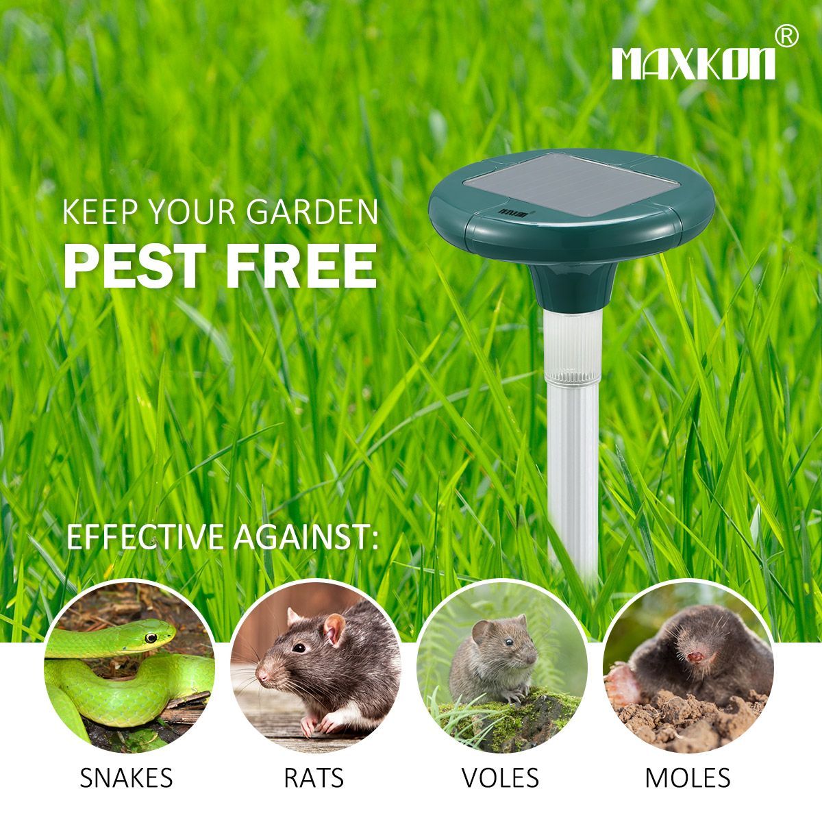 6 x Snake Repeller Ultrasonic Solar Powered Pest Repellent w/625sqm
