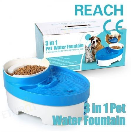 3 In 1 Automatic Pet Feeder Water Fountain Drinker Food Dish