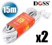 Set of 2 DOSS 15 Metre Power Extension Lead Cable EXL15M