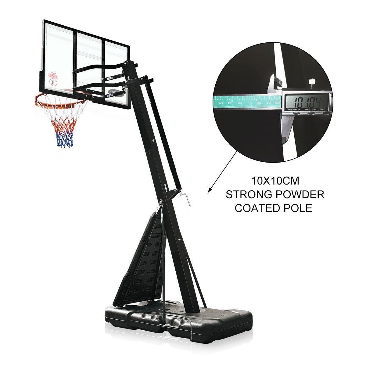 Genki Adjustable 2.45m-3.05m Portable Basketball Hoop System Stand w ...