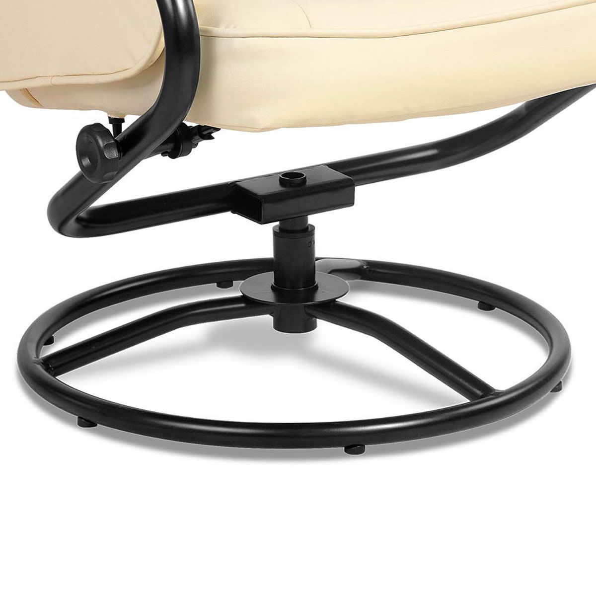 PU Leather Recliner Chair and Footrest Beige Crazy Sales